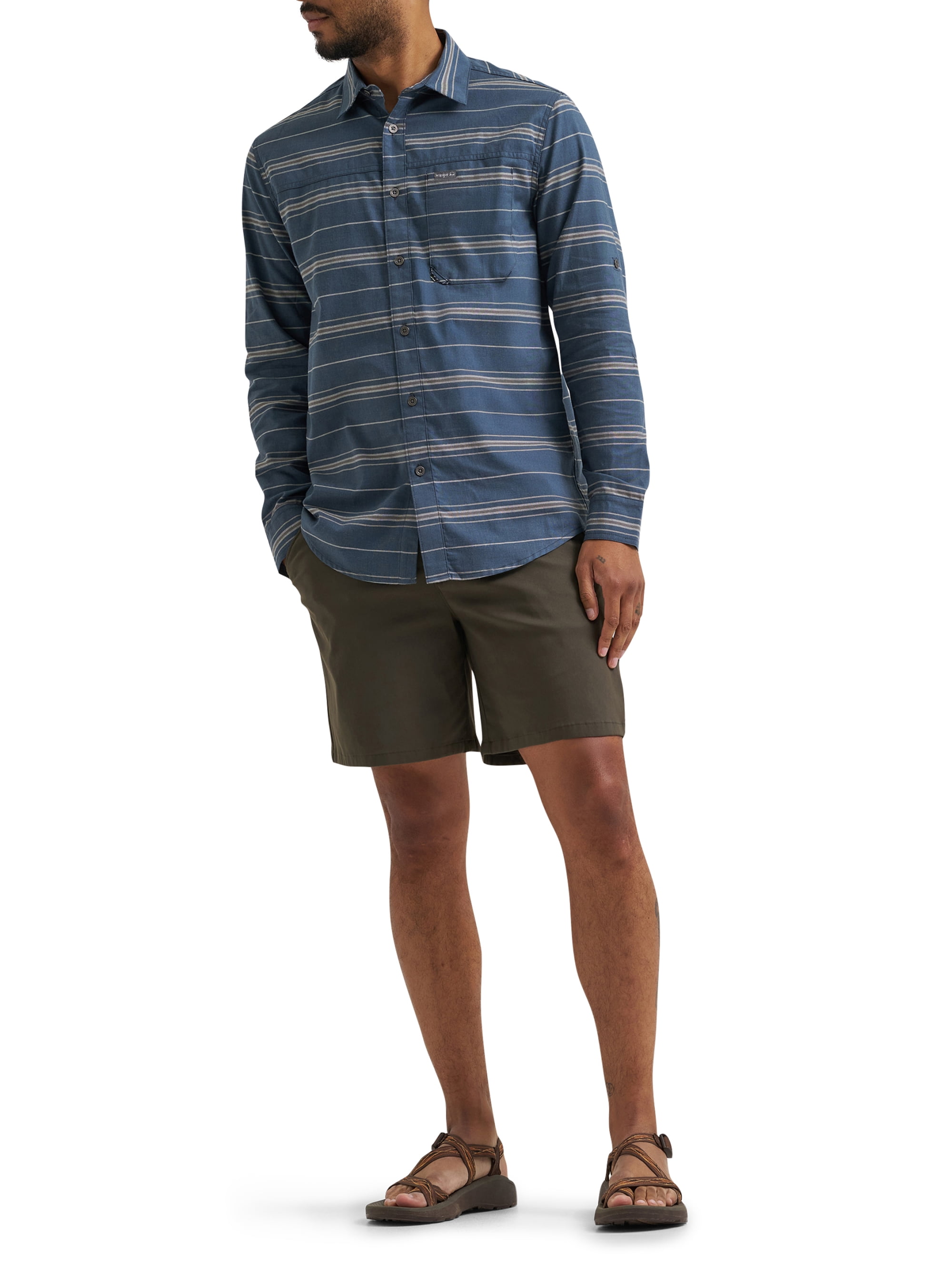 Wrangler Mens Long Sleeve Outdoor Single Pocket Shirt, Sizes S-3XL