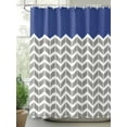 thumbnail image 2 of Blue Geometric Shower Curtain Set, Waterproof Shower Curtains for Bathroom, White Chevron Modern Abstract Art Aesthetics Washable Fabric Cloth Bath Curtain for Bathtub with Hooks 48x72 Inches, 2 of 6