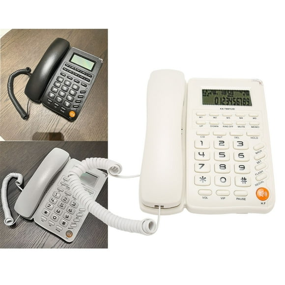 Corded Phone, Skid Resistance Energy Saving Splitter Interface Corded Telephone Multipurpose for Hotel for Bedroom Black,White