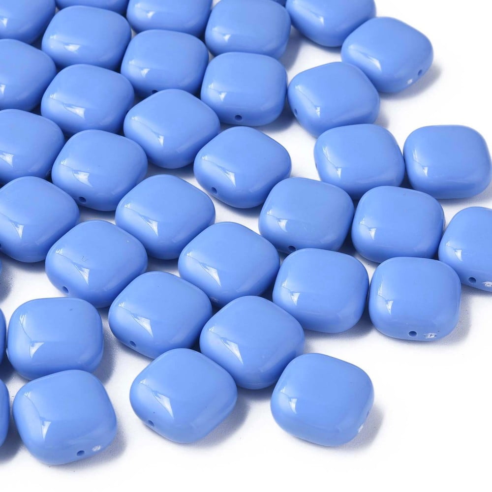 Opaque Acrylic Beads Square Cornflower Blue 15x15x7.5mm Hole: 1.2mm about 375pcs/500g