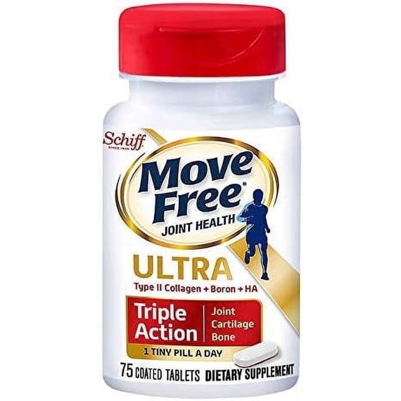 Move Free Type II Collagen, Boron & HA Ultra Triple Action Tablets, Move Free (75 Count in A Bottle) 1 ea (Pack of 3)