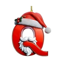 Dmlowu 26 Letter Christmas Ornaments with Santa - Hanging Christmas Tree Ornaments for Xmas Tree, Exquisite Personalized Christmas Tree Decorations Pendant for Holiday Party