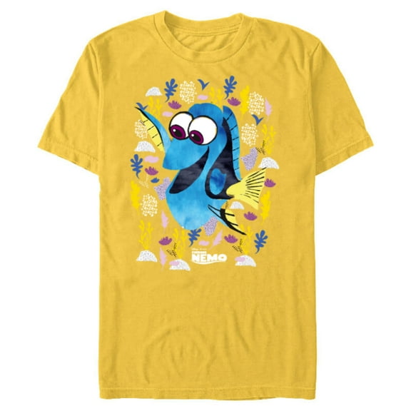 Disney PIXAR Finding Nemo Dory Just Keep Swimming - Short Sleeve Blended T-Shirt for Adults - Customized-Yellow