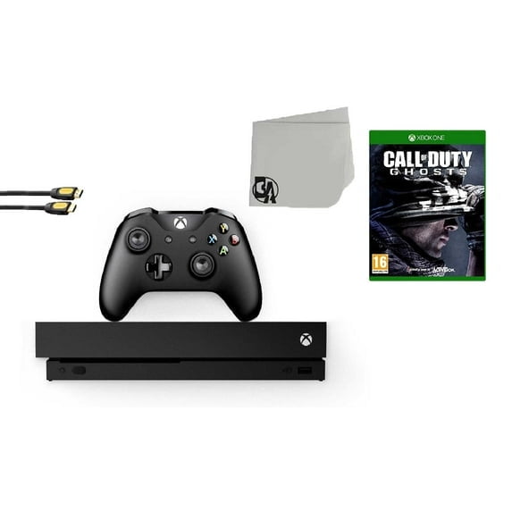 Pre-Owned Microsoft Xbox One X 1TB Gaming Console Black with Call of Duty- Ghosts BOLT AXTION Bundle