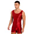 thumbnail image 3 of Traje de baño ajustado para hombre, mono con escote redondo brillante oleoso, traje de baño Mankini de una pieza, ropa para discoteca, traje para gimnasio y Fitness, 3 of 5