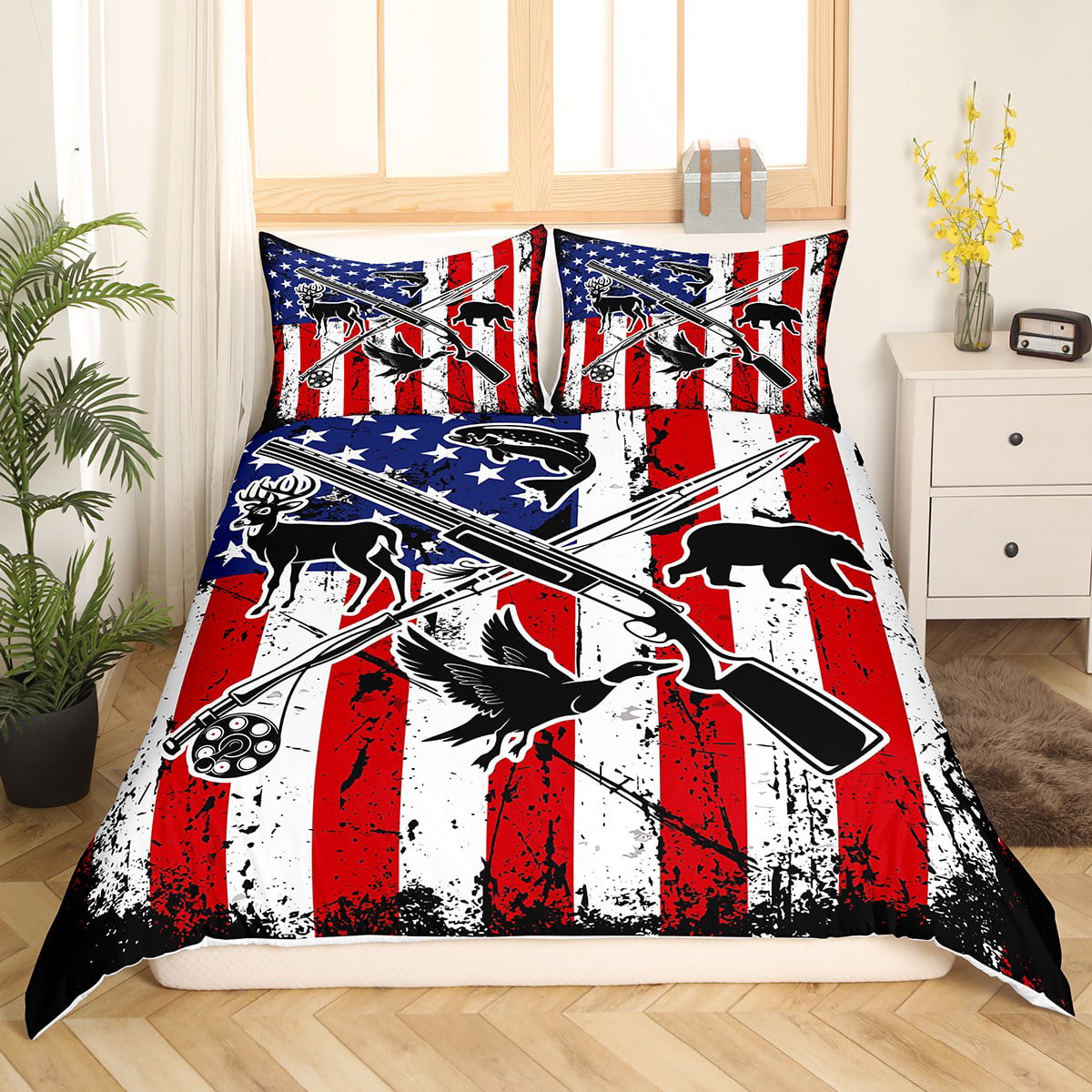  American Flag Comforter Set King for Boy Teens Bass