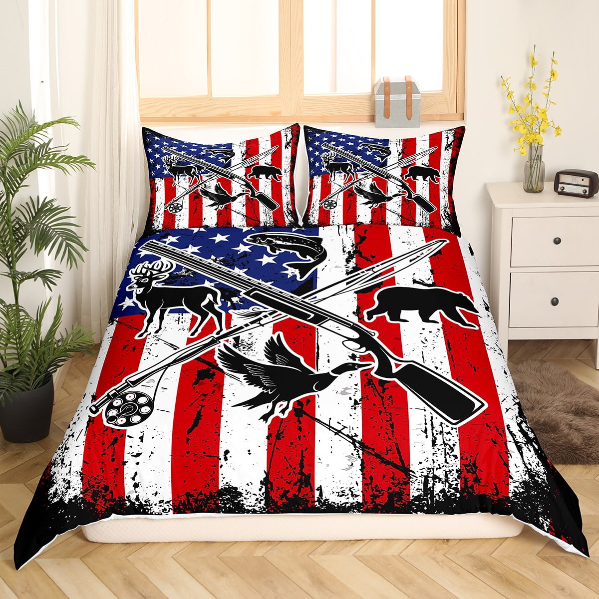  American Flag Comforter Set King for Boy Teens Bass