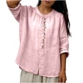 thumbnail image 6 of Paiwinds Women's Embroidered V-Neck Mid Sleeve Top, Casual Pullover Blouse with Floral Design, Lightweight Cotton Linen Blend for Summer, 6 of 9