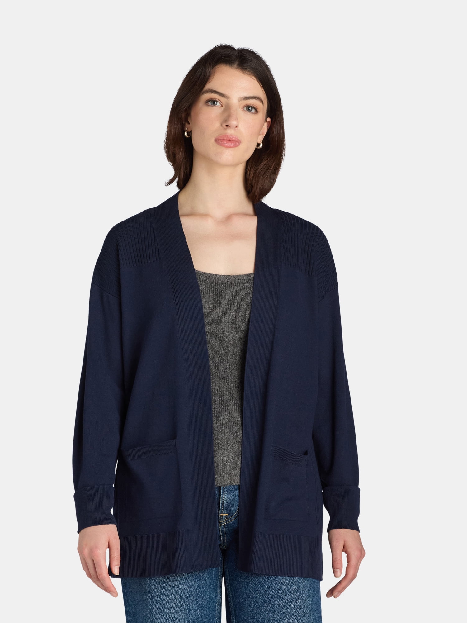 Time and Tru Women's Open Front Cardigan Sweater, Lightweight, Sizes XS-XXXL