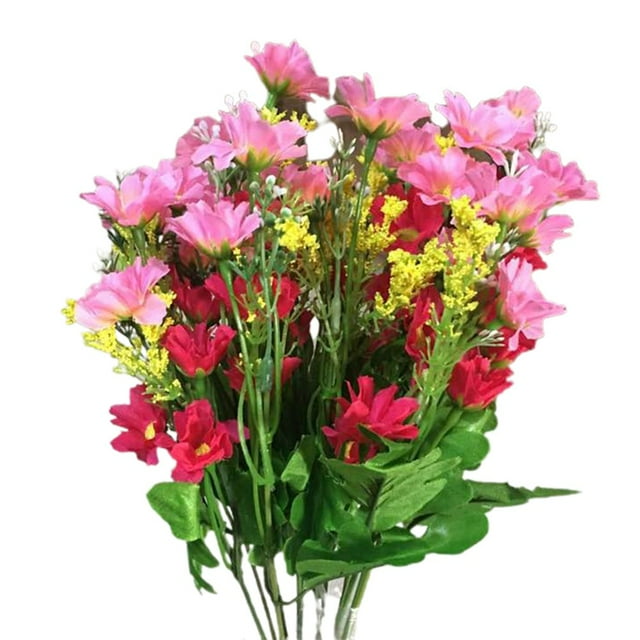 Artificial Flowers 28 Heads Table Centerpiece Vibrant Color One Bouquet 7 Branch Silk Artificial Decorative Flower for Wedding