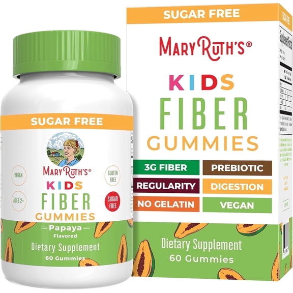 MaryRuth's Fiber Gummies for Kids Papaya Flavor Vegan Digestive Health Gluten-Free 60 Count