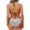 thumbnail image 6 of chaqlin Women's Halter Triangle Bikini Set - Tropical Floral & Pineapple Print, Tie Side Two Piece Swimsuit for Beach Vacation & Pool Party, 6 of 9