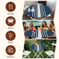 thumbnail image 7 of Navy Blue Beige Striped Round Tablecloth, Fitted Table Cover with Elastic for 45"-54" Round Tables, Modern Farmhouse Retro Lines Table Cloth Outdoor Indoor Dinning Party Waterproof Tablecloths, 7 of 7