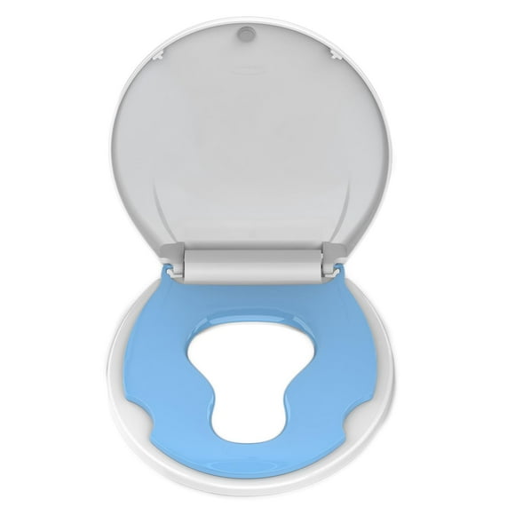 TROPOW Round Toilet Seat with Built-in Toddler Seat for Easy Potty Training – Slow Close Feature,Easy Install and Clean, Perfect for Both Adults and Children,White and Blue