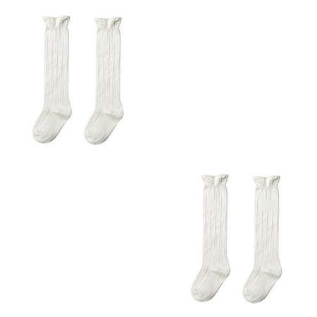 

2pcs Autumn Winter Cotton Baby Socks Lace Baby Girls Socks Newborn Knee High Long Socks - White - S