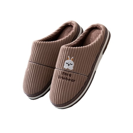 

Eloshman Womens Breathable Non-slip Fuzzy Slipper Indoor Casual House Slippers Closed Toe Coffee K-Rabbit 9.5-10