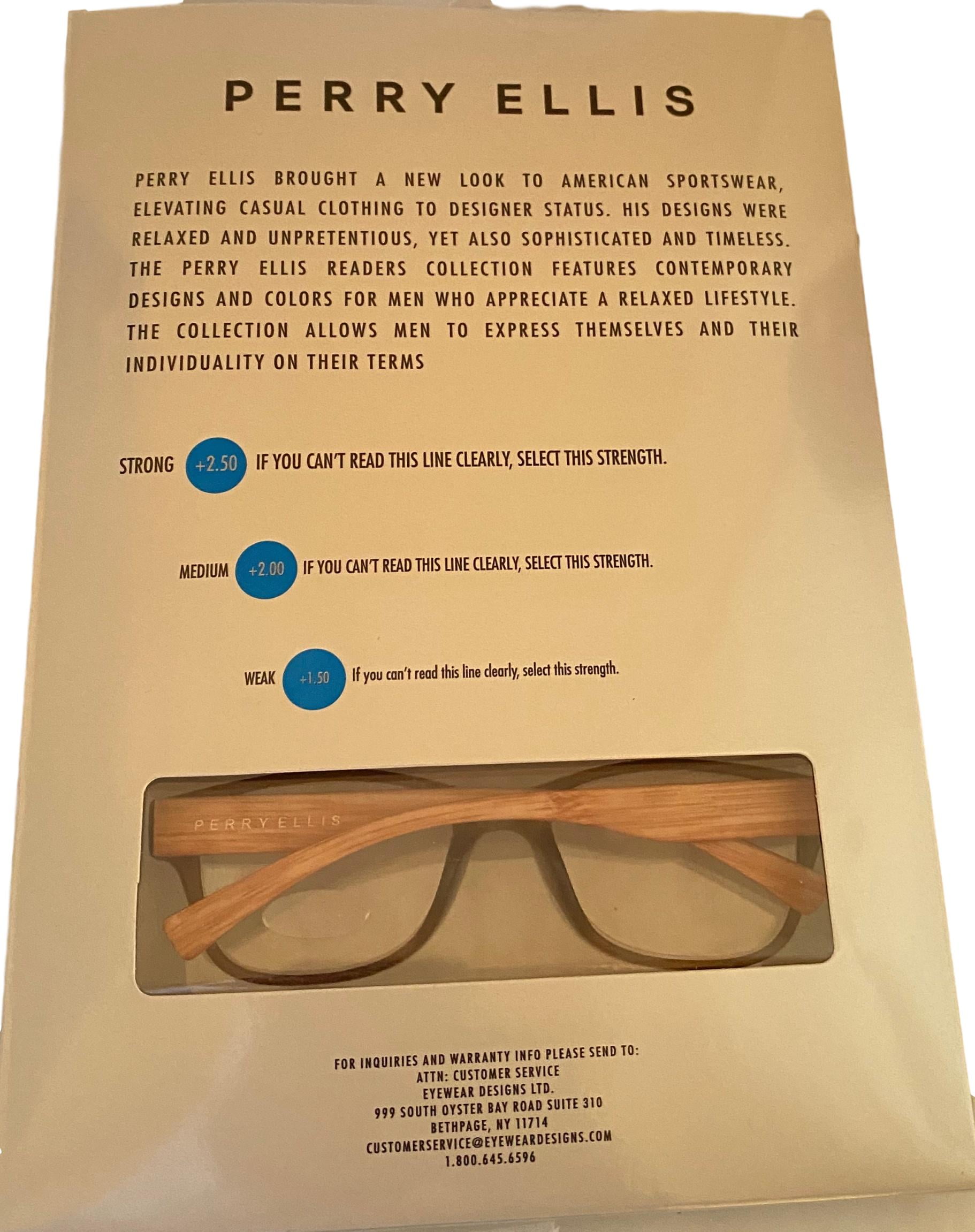 Perry Ellis Mens 3 Pack Plastic Square Blk, Brn Navy, Reading Glass PEBX48. 2.0