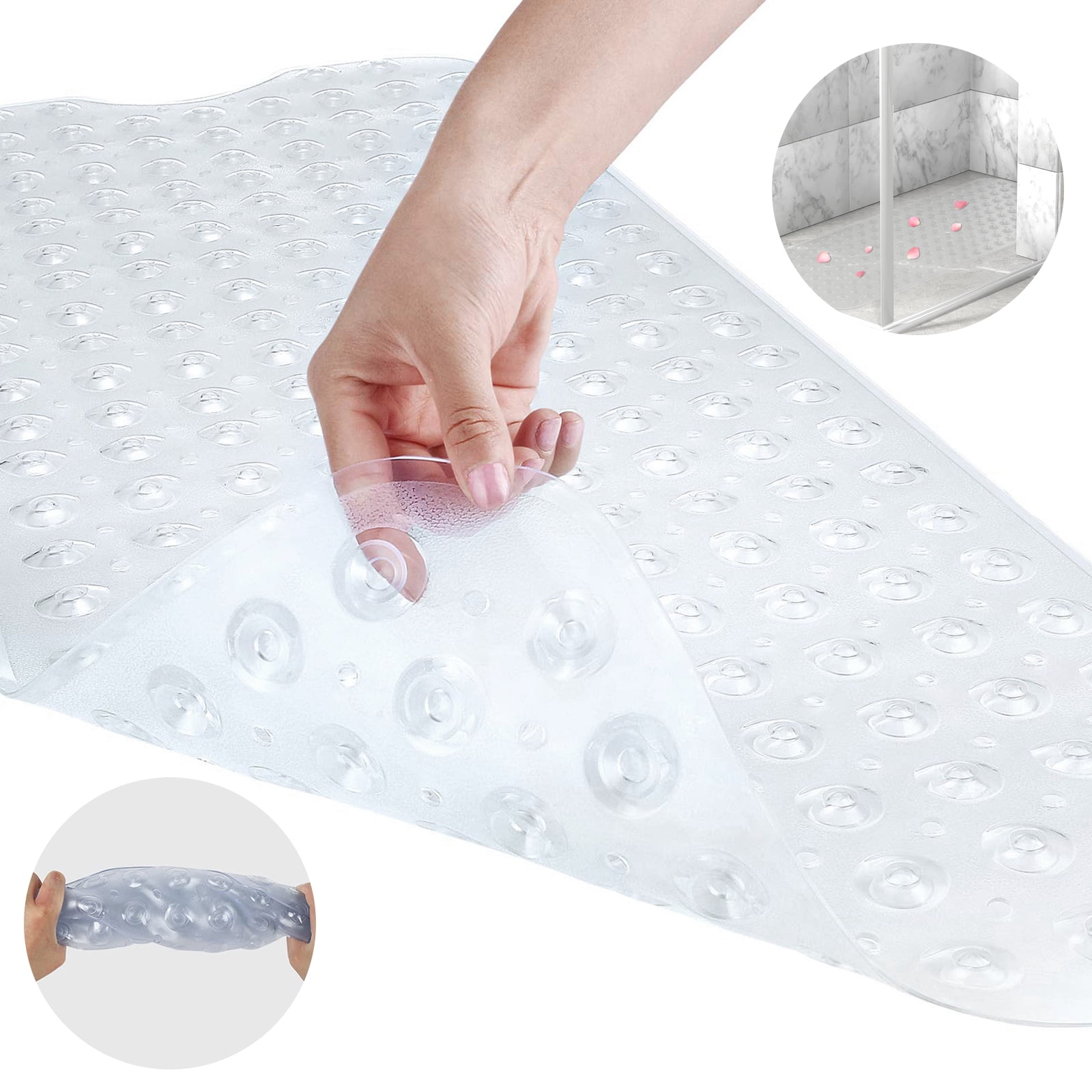 Semfri Bath Tub Shower Mat 40 x 16 inch NonSlip and Extra Large Bathtub Mat with Suction Cups