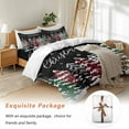 thumbnail image 7 of Merry Christmas Winter Bedding Duvet Cover Set Full Size 4 Pieces Red Green Plaid Leopard Xmas Tree Black Bedding Set with Zipper Closure,1 Comforter Cover 86x86 Inches 1 Flat Sheet & 2 Pillow Cases, 7 of 7