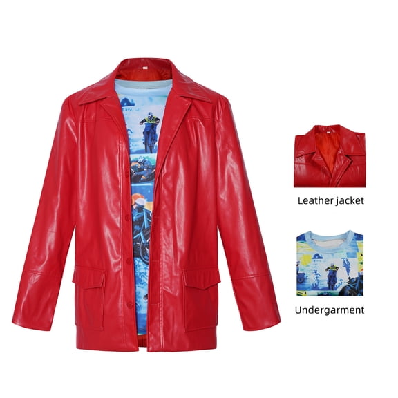 2026 New Halloween Fight Collective Cosplay Costume, Battle Circle Outfit Costume Set, Cosplay Set Includes Leather Jacket with T‑shirt, Unisex Halloween Outfit, S