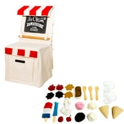 PopOhVer Pretend Play Ice Cream Shop Play Set - Innovative Canvas Design Chair Cover - 25 Pieces
