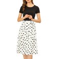 thumbnail image 3 of MODA NOVA Juniors Belted Elastic Waist Vintage A-Line Midi Skirt, 3 of 6