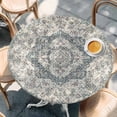 thumbnail image 2 of Beige Boho Floral Round Tablecloth, Fitted Table Cover with Elastic for 36"-44" Round Tables, Medieval Vintage Ethnic Flower Abstract Table Cloth Outdoor Indoor Dinning Party Waterproof Tablecloths, 2 of 7