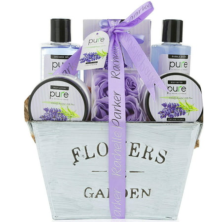 Lavender Essential Oil Aromatherapy Spa Basket. Premium Gifts for Women for Birthday, Thank You, Anniversary Gift and to Treat Yourself! Gardener Gift (Best Spa Gift Baskets)