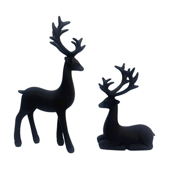NSESSHome 2 Pack Resin Christmas Reindeer Figurines Deer Statues Elk Sculpture Deer Ornaments for Living Figurine Statues TV Cabinet Home Office Wine Cabinet Decoration