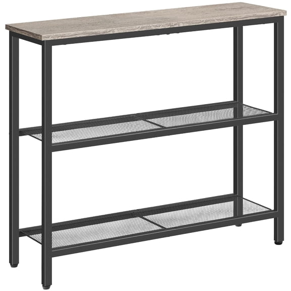 Console Table Greige Black 1 3-tier Narrow Storage for Entryway Living Room Bedroom