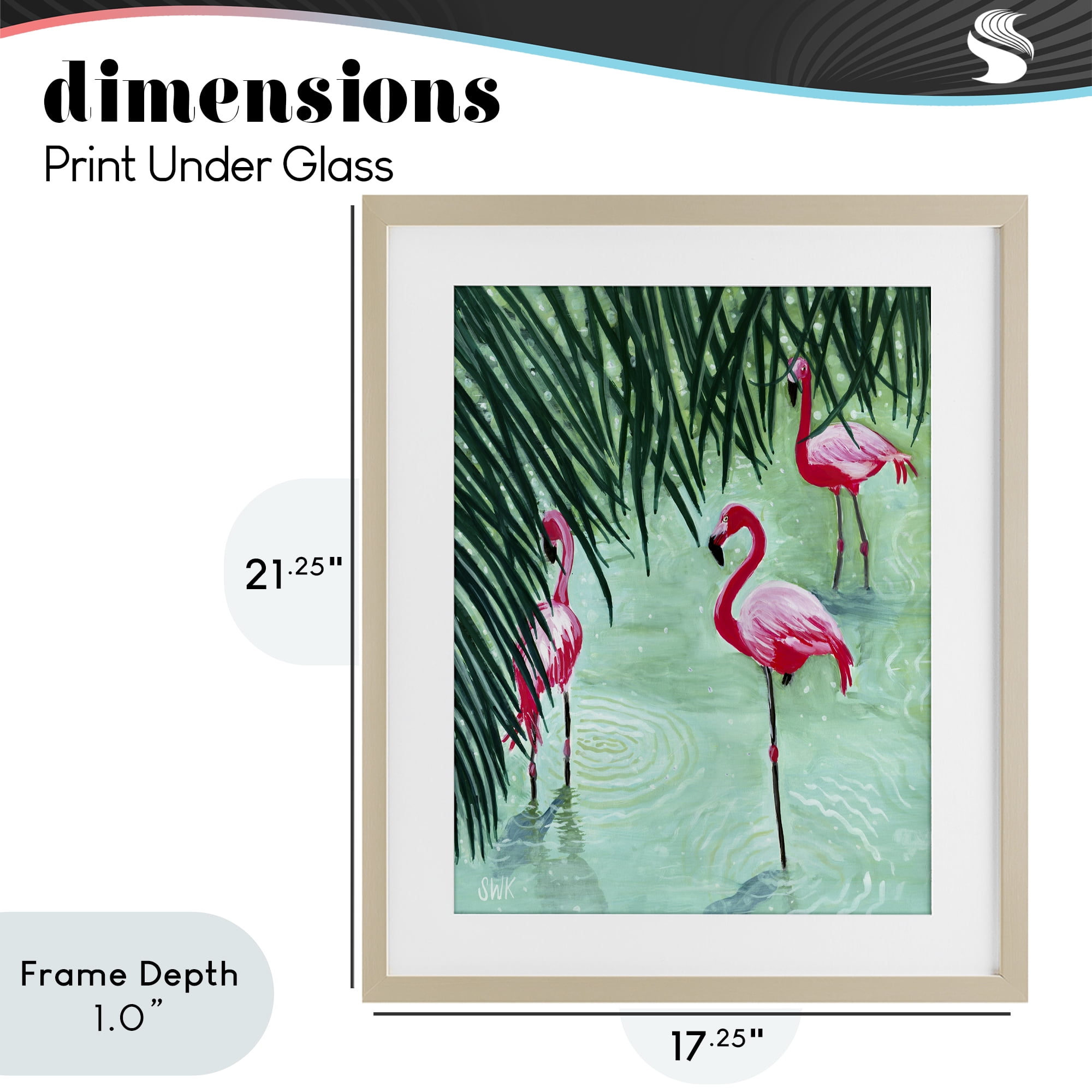 Stupell Industries Shallow Flamingo Pond Birch Framed Print Under Glass, design by Sarah Waldron Kimball