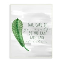Stupell Industries Charming Take Care of Yourself Phrase Green Leaf Wall Plaque by Kim Allen