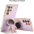 thumbnail image 3 of for Samsung Galaxy S23 Ultra Case Cute 6D Astronaut Case with Stand Function Luxury Plating Case Cover Slim Fit Soft TPU Shockproof Bumper Protective Electroplated Case for Girls Boys,Purple, 3 of 6