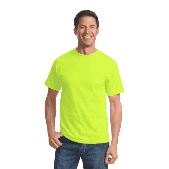 GOLDENROW High Visibility Safety T-Shirt for Men Hi Vis Short Sleeve Work Shirt 50 Cotton/50 Polyester Safety Green M