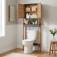 thumbnail image 2 of Evideco Over The Toilet Storage Cabinet Bathroom Elements Acacia Gray Wood - 69" H x 24"L x 9" D, 2 of 9