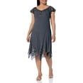 thumbnail image 2 of J Kara Robe Cocktail Courte à Ourlet Moulant à Manches Flottantes pour Femmes, Gris/noir/mercure, 16, 2 of 4