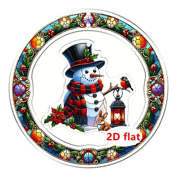 Adornos colgantes navideños 2D con cordón, accesorios para fotos, suministros para fiestas Muñeco de nieve