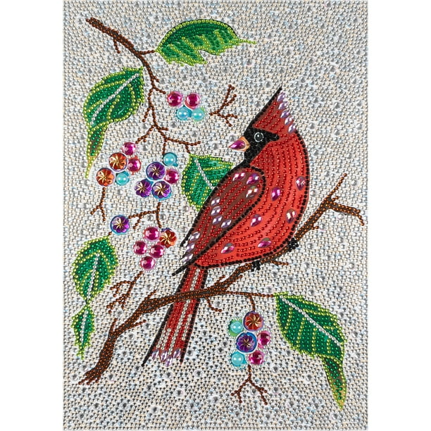 Cuadros Decorativos Pintura de diamante de taladro completo DIY de pájaro rojo de cristal de forma especial Likrtyny embutido en tela