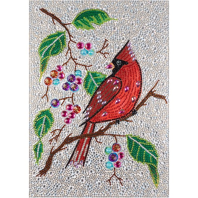 Cuadros Decorativos Pintura de diamante de taladro completo DIY de pájaro rojo de cristal de forma especial Likrtyny embutido en tela