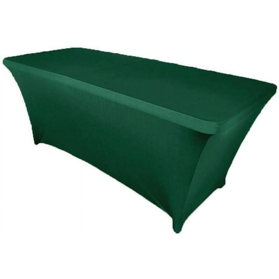 Wedding Linens Inc. (200 GSM) Premium 5 FT Rectangular Spandex Stretch Fitted Table Cover Tablecloths - Hunter Green/Holly Green