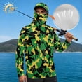 thumbnail image 3 of SEANATIVE UV Protection Fishing Hoodie for Men Long Sleeve Outdoor Fishing Shirt with Hood Lightweight Breathable Hiking Tops Running Camping Sun T-Shirt, XL, Flower Camo Green Yellow Black, 3 of 7