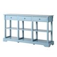 thumbnail image 4 of IVV 58.2" Console Table, Vintage Wood Sofa Side Table with 3 Drawers, and Open Shelf for Entryway Hallway Living Room (Blue), 4 of 9