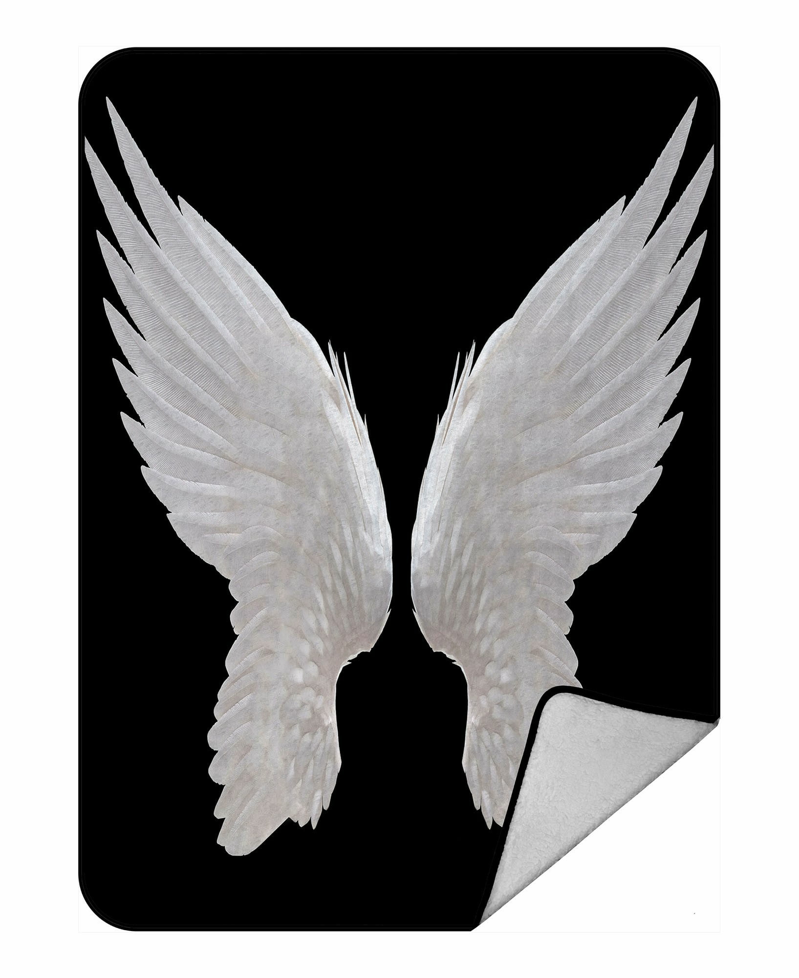 ABPHQTO White Angel Wing Fleece Blanket Fleece Back Throw Blanket 58x80 Inch