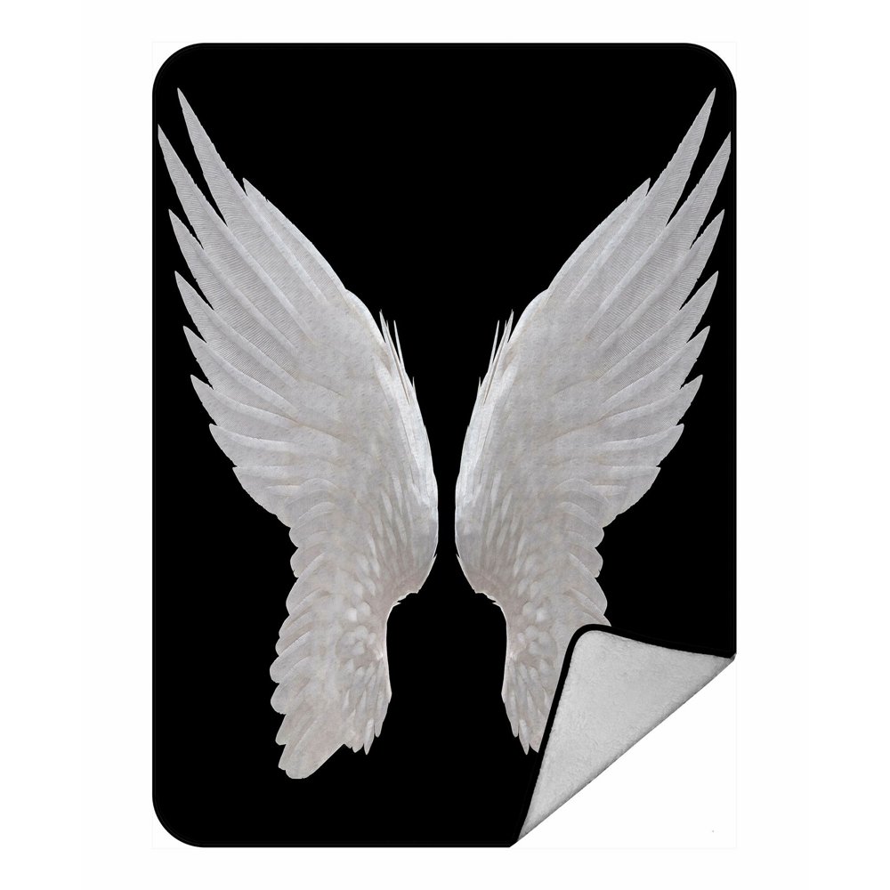 ABPHQTO White Angel Wing Fleece Blanket Fleece Back Throw Blanket 58x80