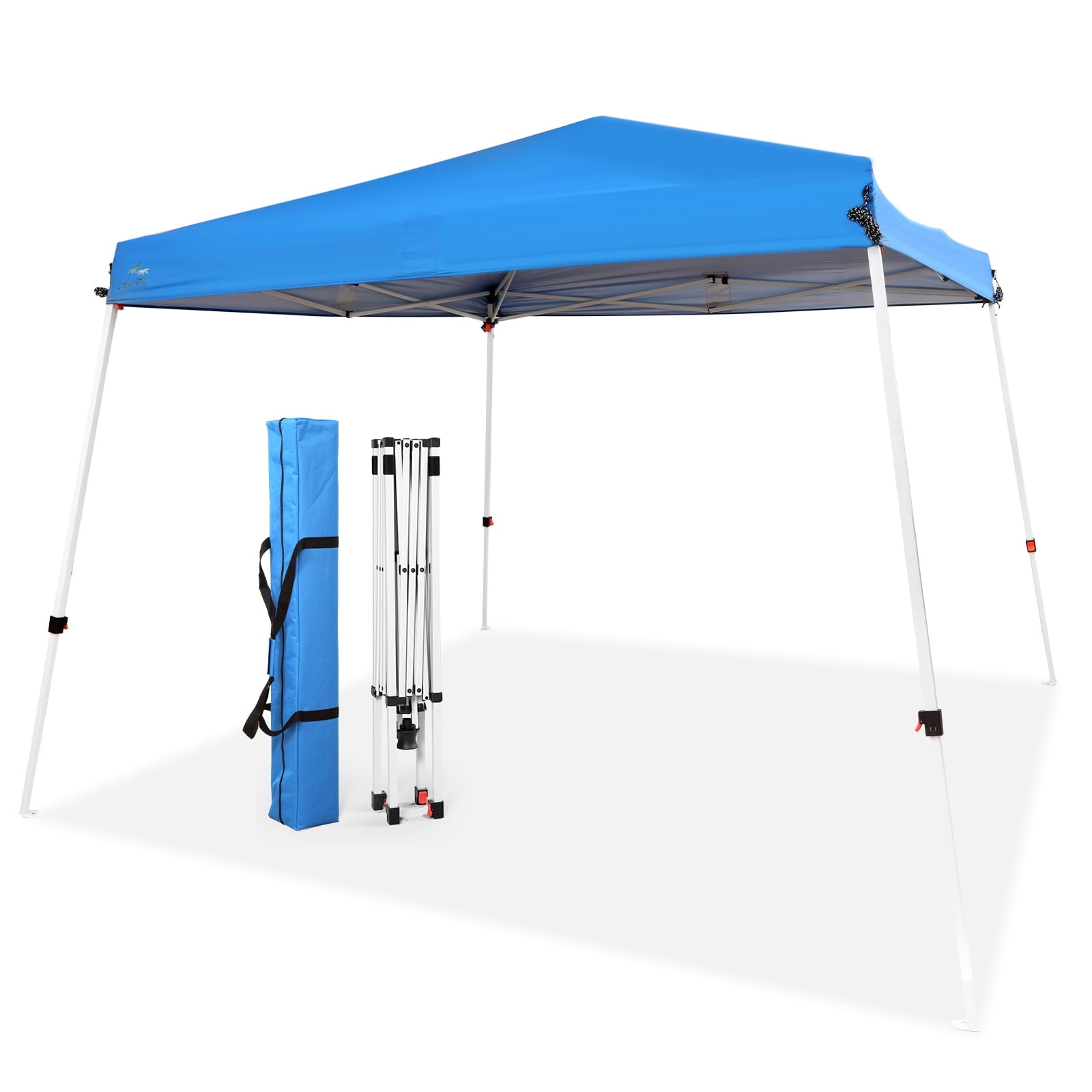 YOLI Discover 64 10'x10' Pop-Up Canopy Tent, Navy Blue Top, White