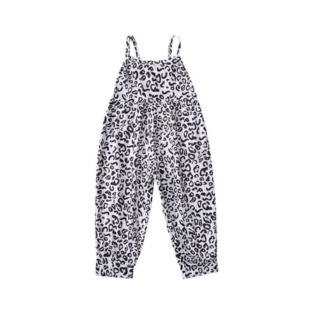 

Summer Kids Girls Slip Romper Sleeveless Floral/Leopard Print Jumpsuit Children Stylish Pants 2-7Y