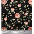 thumbnail image 1 of Soimoi Rayon Fabric Leaves & Camellias Floral Printed Craft Fabric by The Yard 56 Inch Wide, 1 of 3