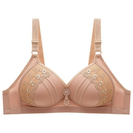 Yyeselk Push Up Bras for Women Full Coverage Seamless Comfort Bras Wireless Everyday Adjustable Bra Wire Free Breathable Bra Khaki M