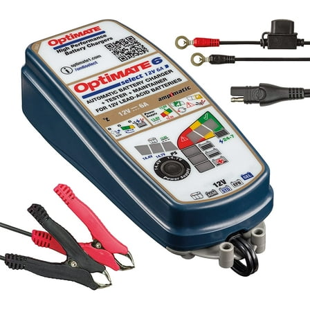 Tecmate TM-371 Battery Charger GOLD Series 9-step 12V 6A sealed battery saving charger & maintainer