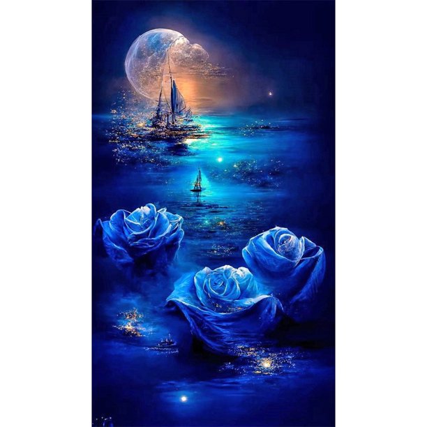 Kit Pintura Por Números Sobre Lienzo Arte Al Óleo Artesanal Imagen Rosa Mar Del 40x70cm